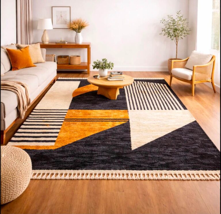 Custom Beni Mrirt Rug – Modern Arch & Stripe Design