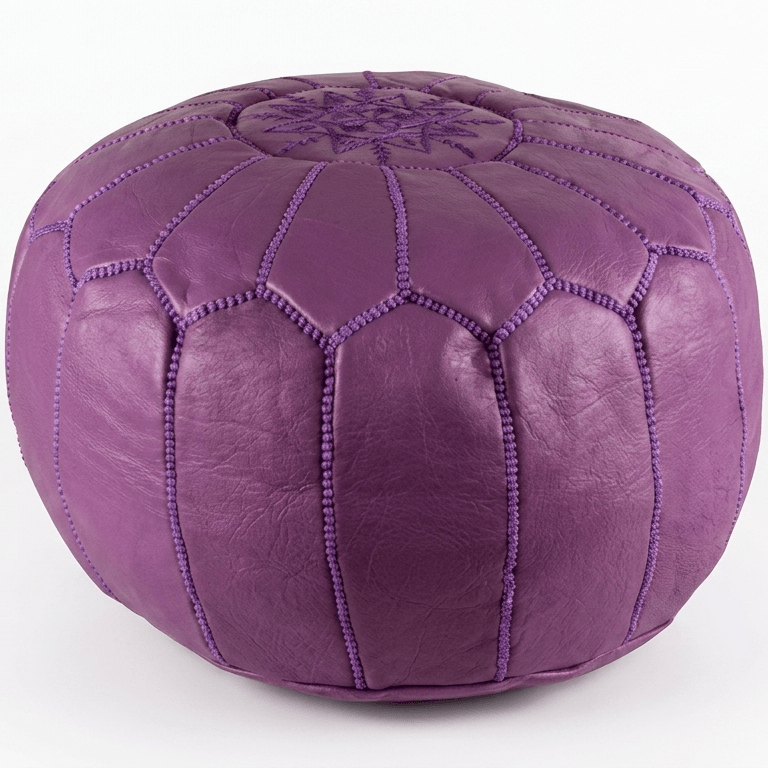 Moroccan handmade leather pouf