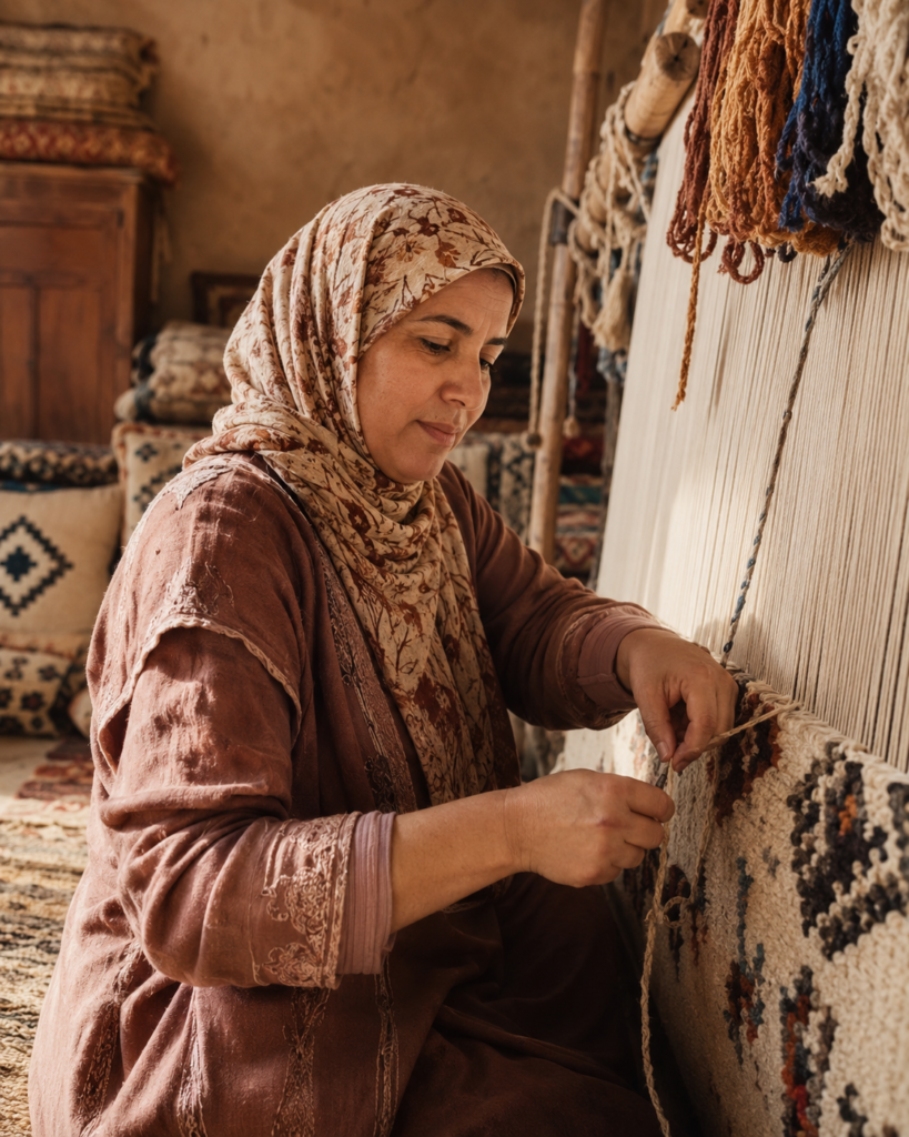 Tamou, Moroccan Rug Weaver at MoroccosRoots